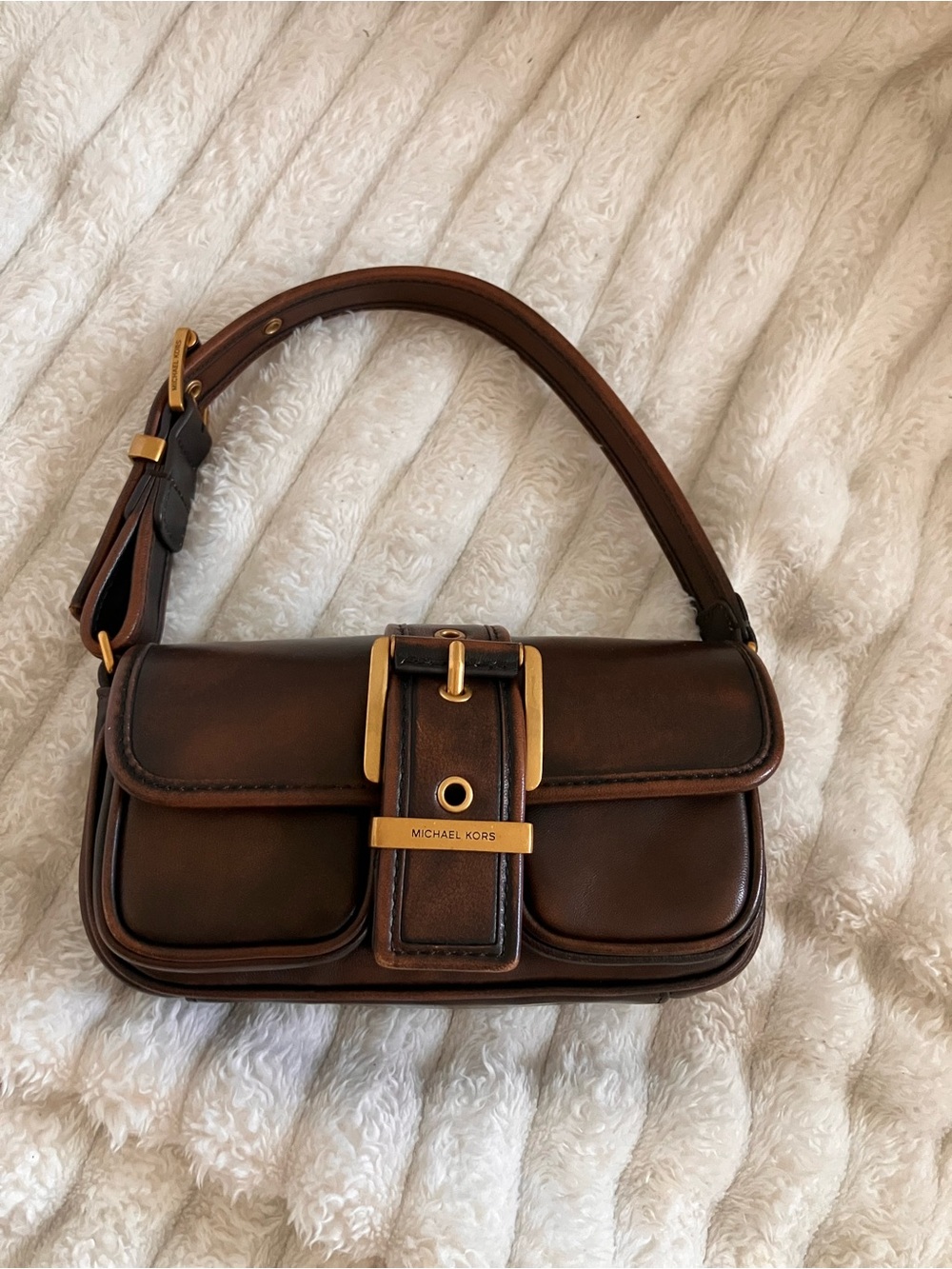 Michael Kors Colby Extra - Small Burnished Leather Shoulder Bag